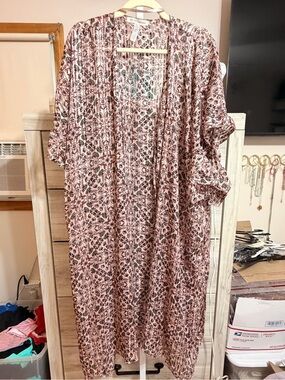 BCBGeneration Pink Floral Maxi Kimono - One Size Fits All